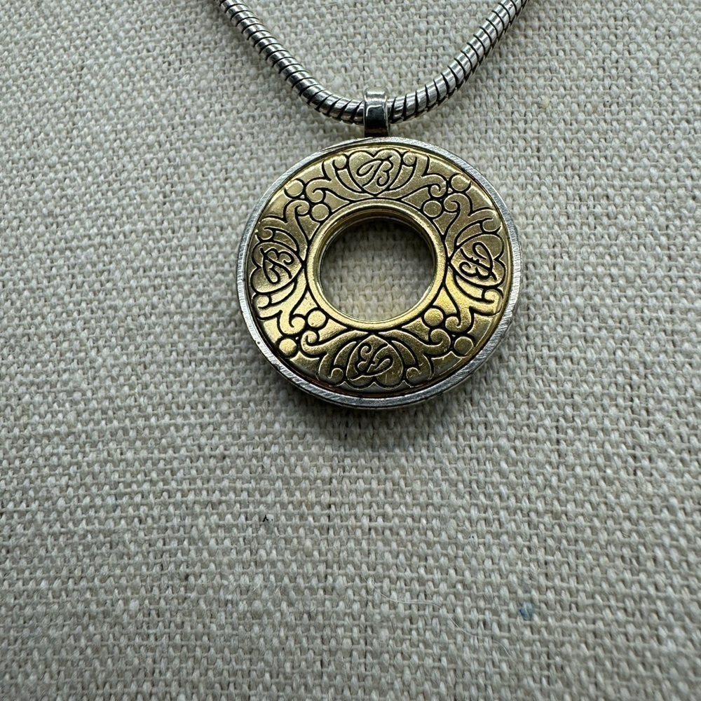 Brighton SACRED CIRCLE Amber Color Crystal‎  Round Filagree Necklace - Picture 3 of 6